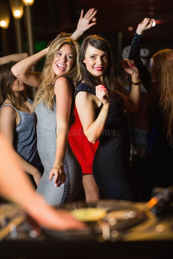 Happy Friends Dancing by the Dj Booth Stock Photo - Image of youthful ...