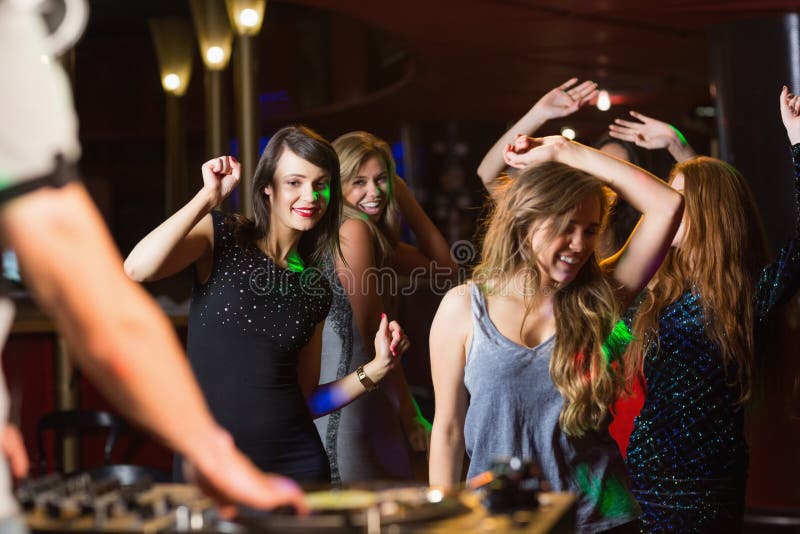 Happy Friends Dancing by the Dj Booth Stock Photo - Image of youthful ...