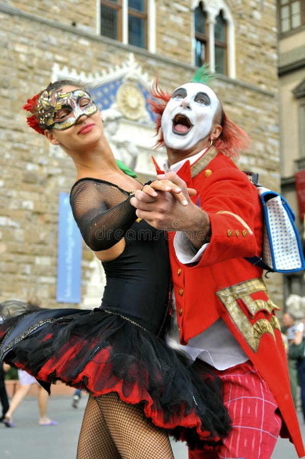 Happy friends for life: a clown and a ballerina stock image Happy friends for life: a clown and a ballerina stock image