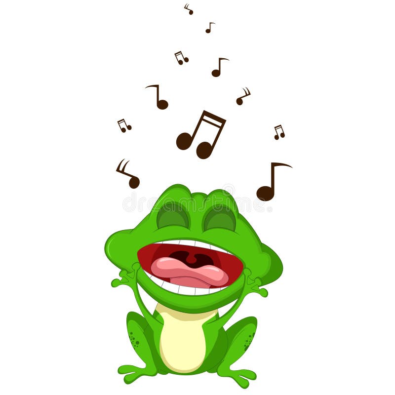 Happy frog cartoon singing