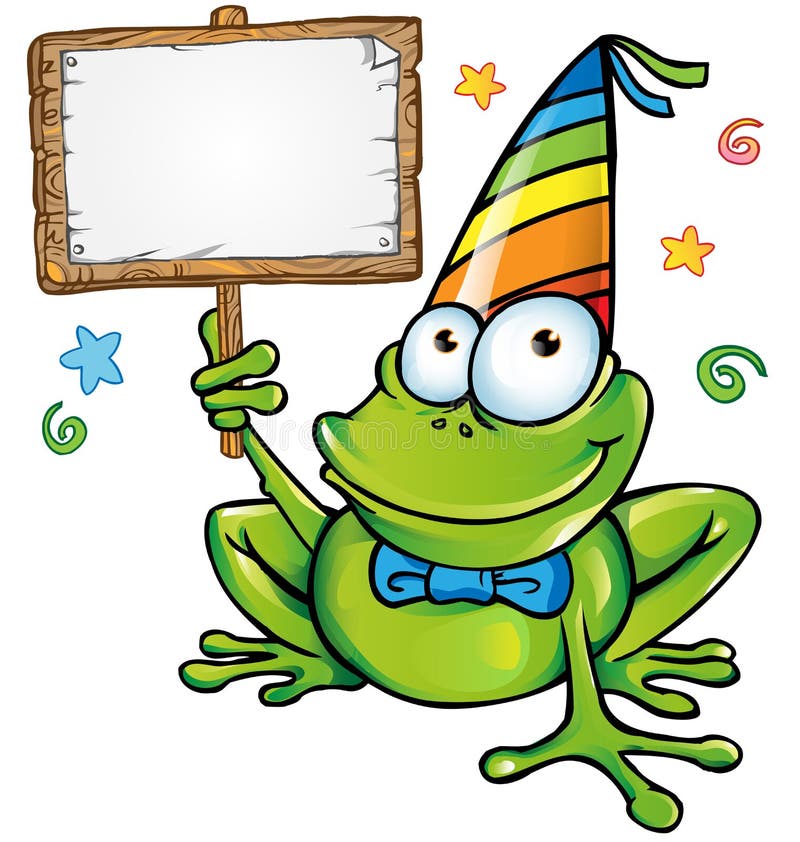 happy frog party with signboard