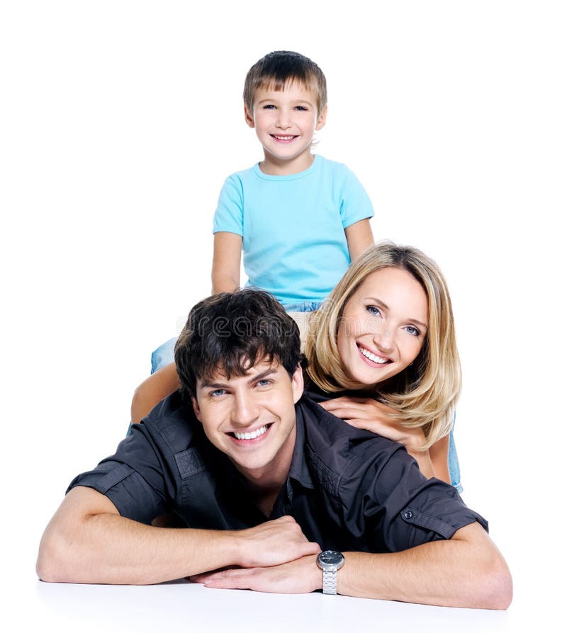 Happy fun family with child