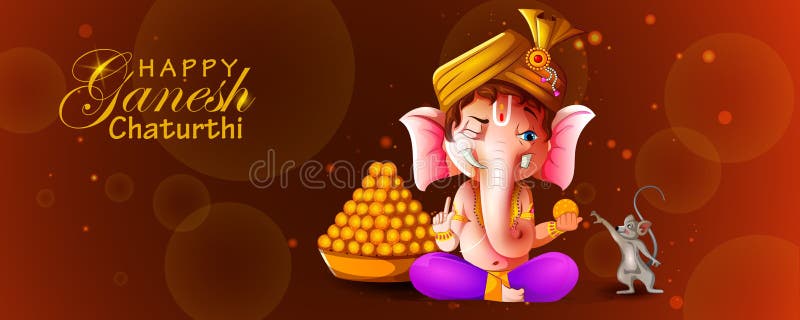 Happy Ganesh Chaturthi Festival of India Background with Lord ...
