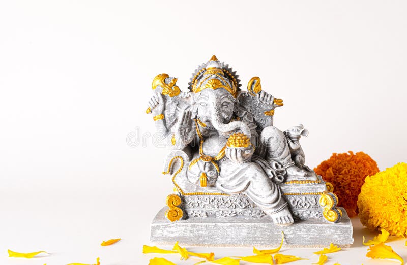 Happy Ganesh Chaturthi Festival, Lord Ganesha Statue with Beautiful Texture  on White Background, Ganesh is Hindu God of Success Stock Photo - Image of  ganapati, greeting: 191240076