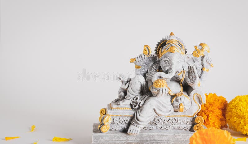 Happy Ganesh Chaturthi Festival, Lord Ganesha Statue with Beautiful Texture  on White Background, Ganesh is Hindu God of Success Stock Image - Image of  decoration, happy: 228076337