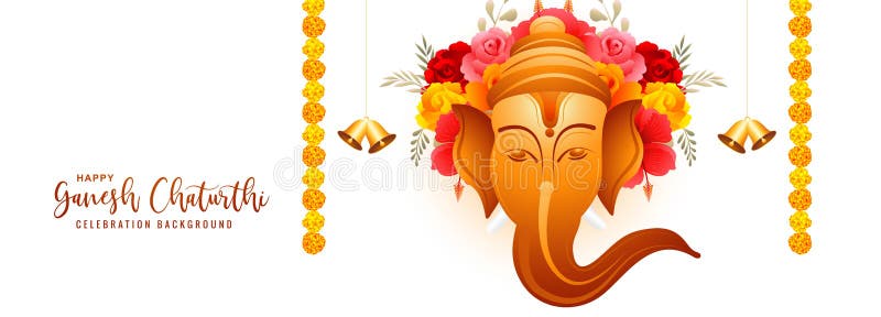 Happy Ganesh Chaturthi Indian Festival Banner for Flowers Background Stock  Vector - Illustration of hindu, faith: 253828956