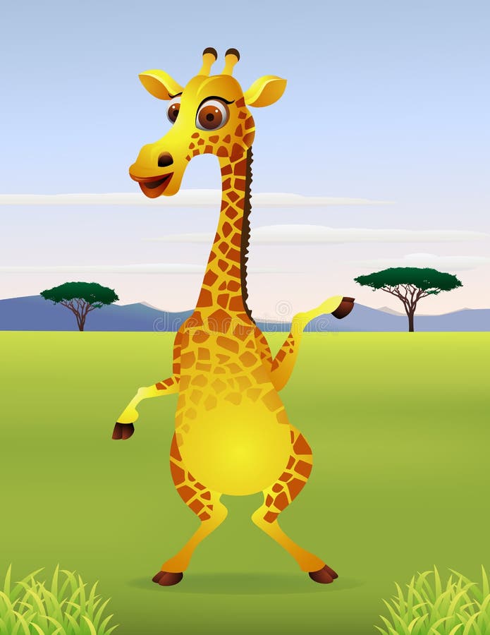 A happy giraffe cartoon stock illustration. Illustration of piebald