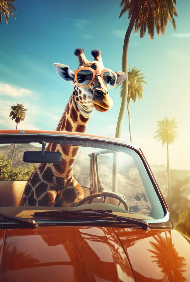 Happy giraffe on vacation royalty free illustration