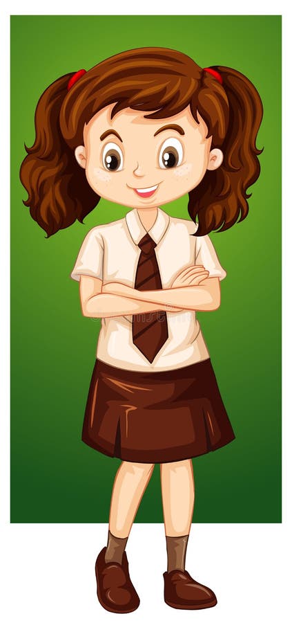 Happy girl in brown skirt stock vector. Illustration of cute - 162908483