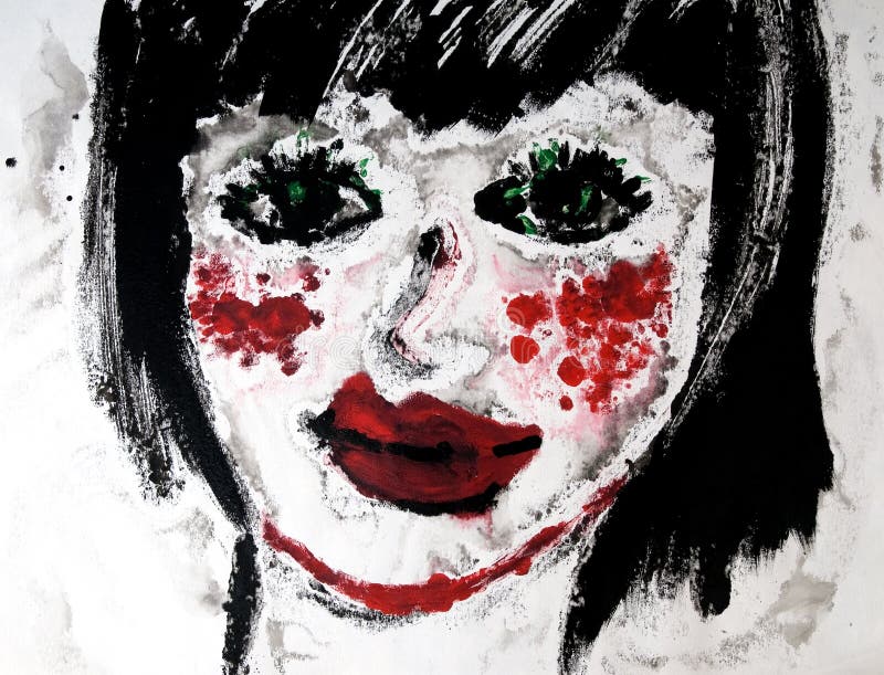 Happy girl face children drawing vector illustration