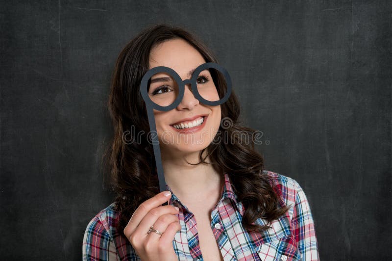 Happy Girl With Funny Glasses Stock Image Image Of Female Hispanic