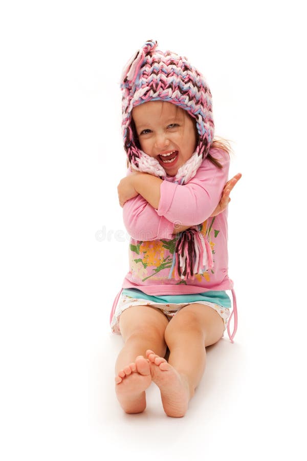 Happy Girl With Hat On White stock image Happy Girl With Hat On White stock image