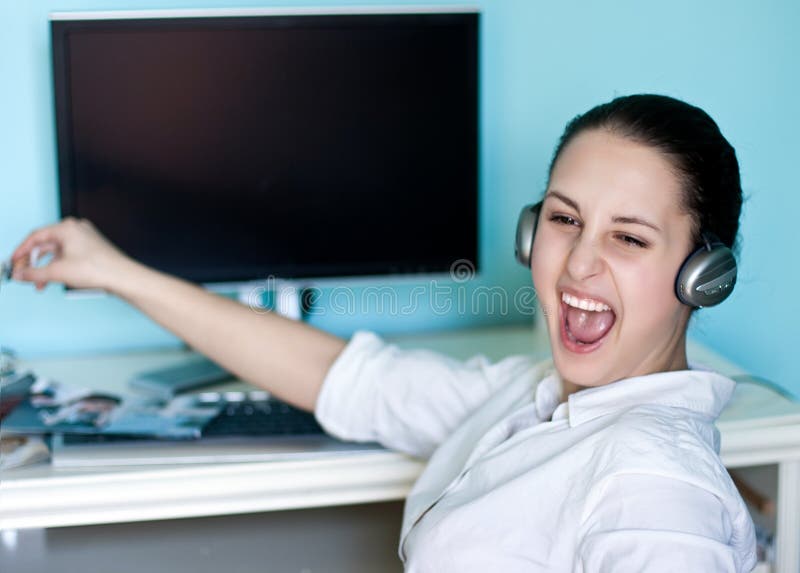 Happy girl in headphones