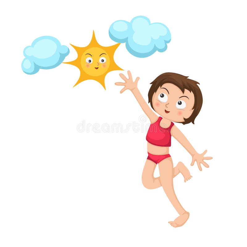 Happy girl jumping with sun vector illustration Happy girl jumping with sun vector illustration