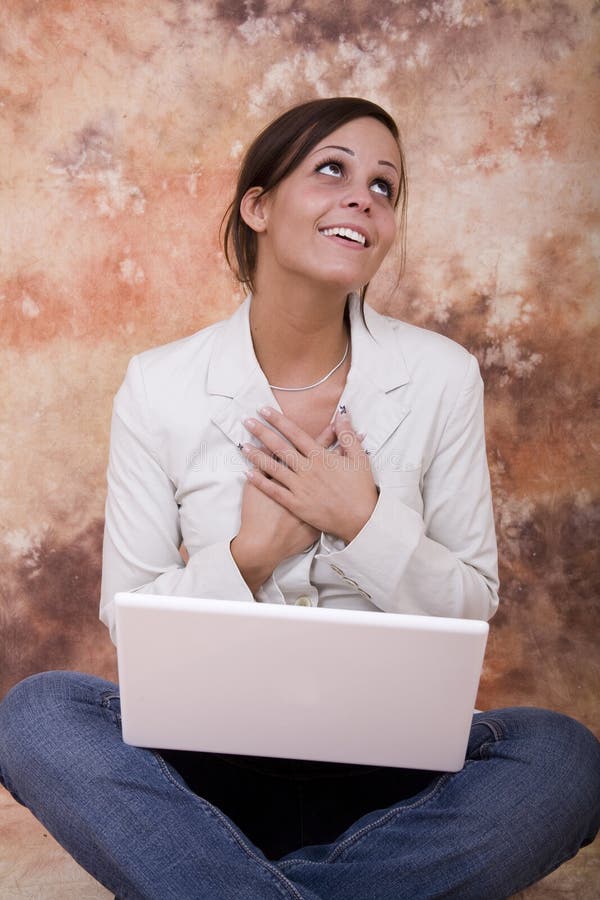 Happy girl with laptop