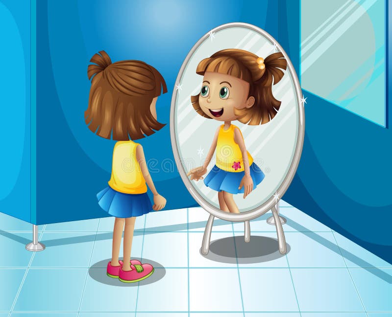 Child Looking Mirror Stock Illustrations – 189 Child Looking Mirror ...