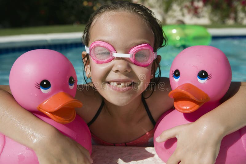 Happy Girl At Poolside stock image