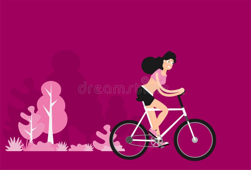 Happy Girl Riding A Bicycle Vector Illustration Stock Vector Illustration Of Adult Beautiful 