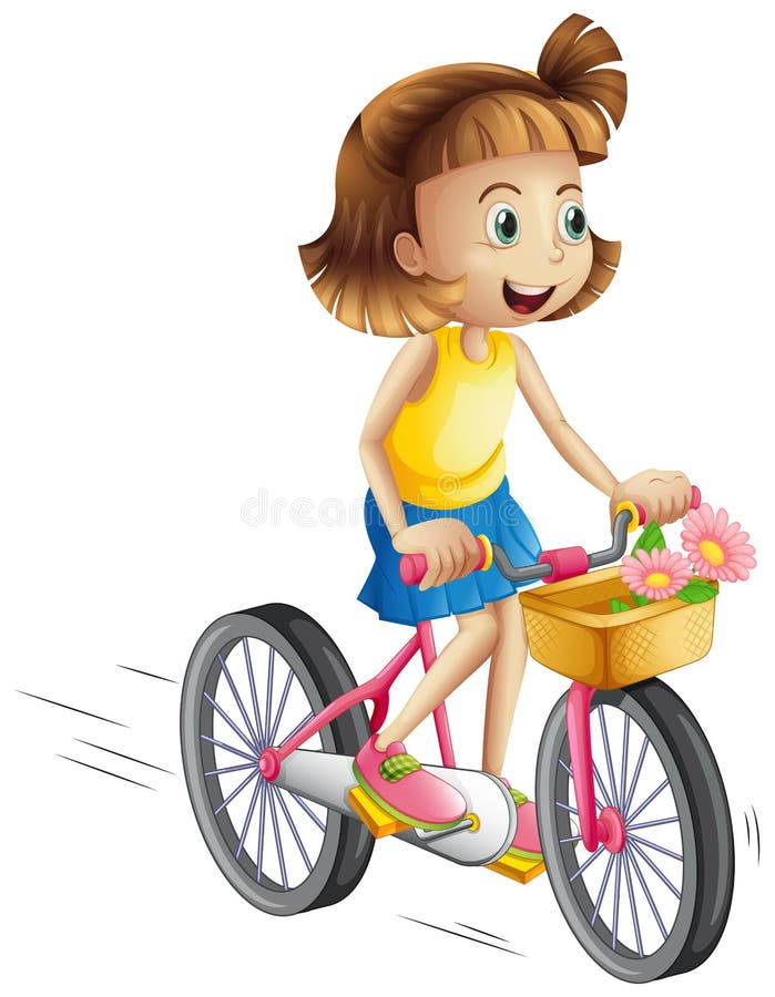 A happy girl riding a bike stock vector. Illustration of cartoon - 41504124 A happy girl riding a bike stock vector. Illustration of cartoon - 41504124