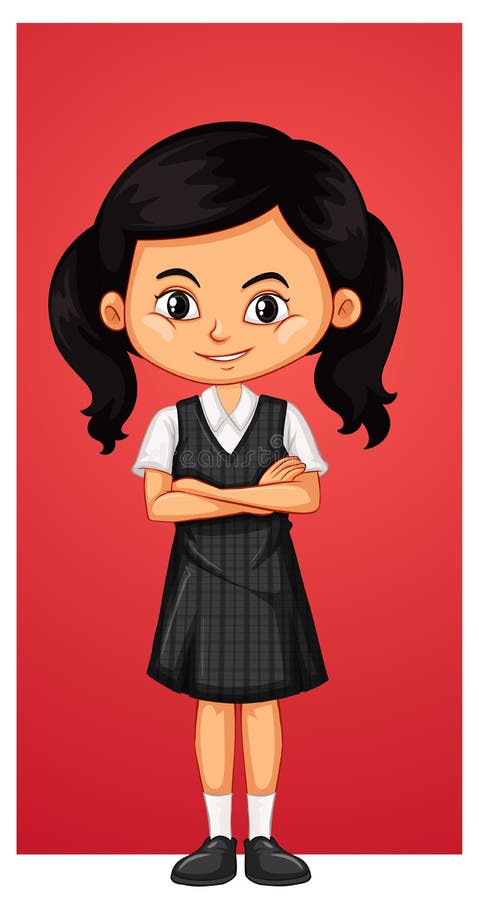 Happy Girl in School Uniform Stock Vector - Illustration of school ...