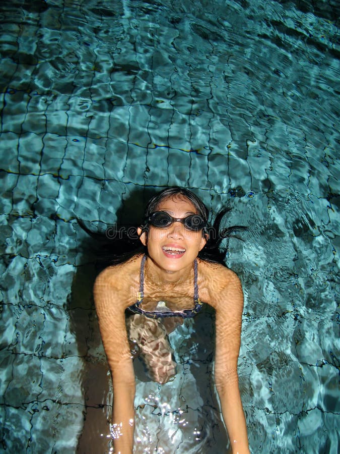 Happy Girl Swimming At Night 2 Picture. Image 3541147