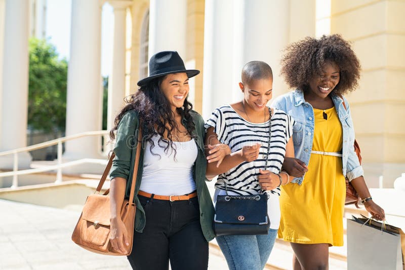 Happy girls friends walking outdoor royalty free stock photography Happy girls friends walking outdoor royalty free stock photography