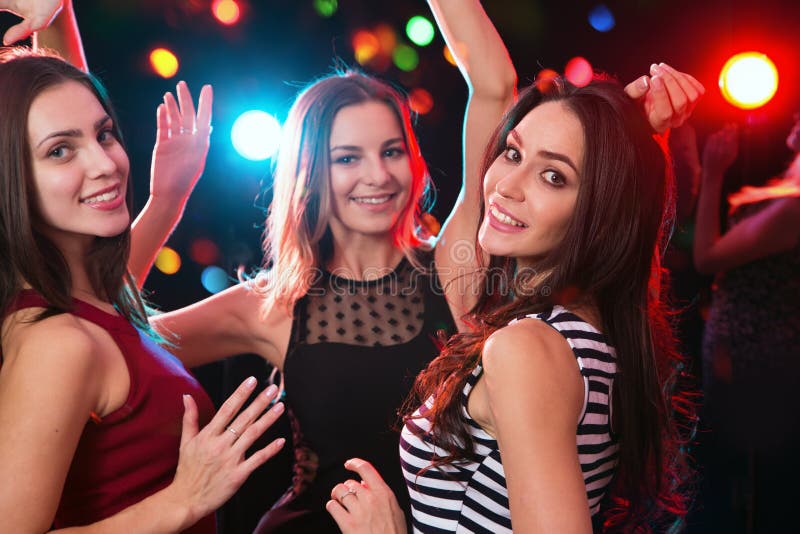 Happy Girls Fun Dansing at a Party Stock Image - Image of crowd ...