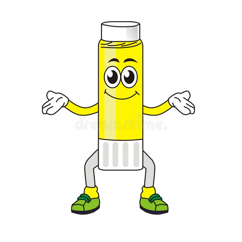 Happy Glue Stick Cartoon with a White Background Stock Illustration