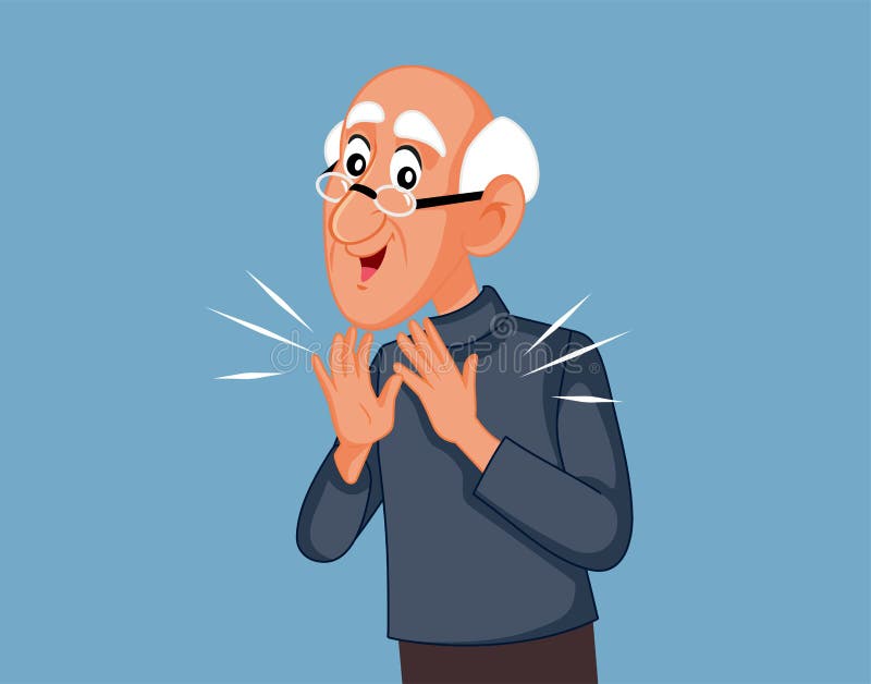 Happy Grandpa Applauding Vector Cartoon Illustration Stock Vector -  Illustration of cheering, grateful: 244787389