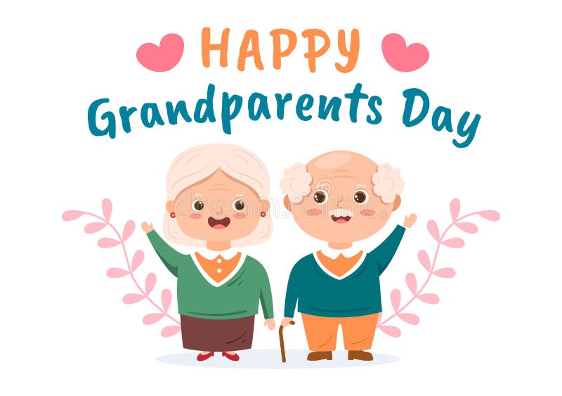 Happy Grandparents Day Cute Cartoon Illustration with Older Couple ...