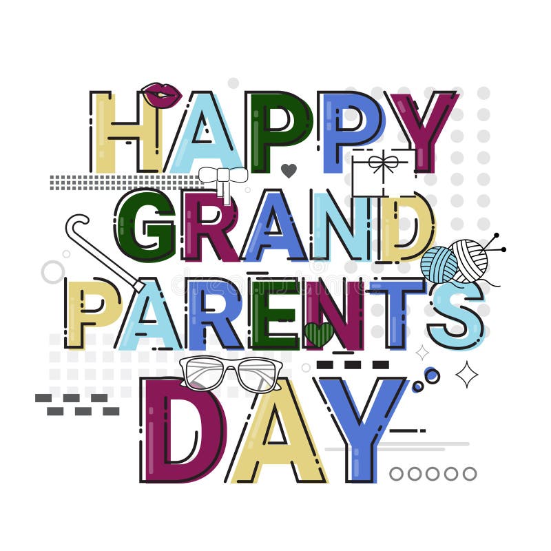 Happy Grandparents Day Greeting Card Banner Stock Vector Illustration