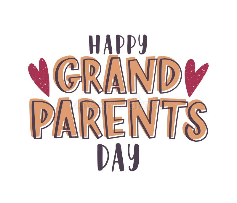 Happy Grandparents Day Wish Handwritten with Elegant Font and Decorated