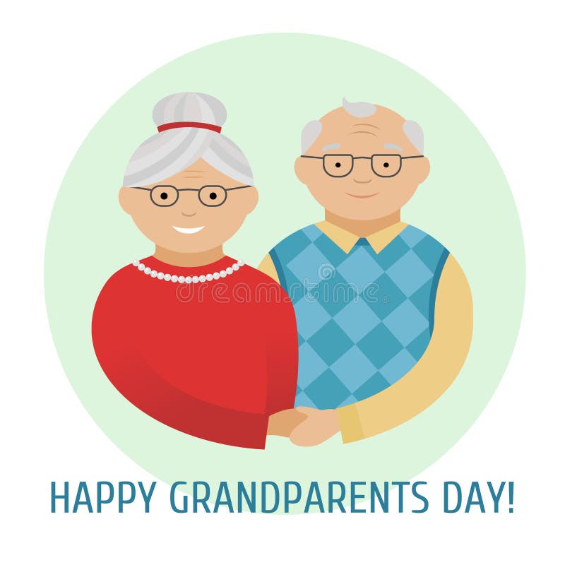 Happy grandparent’s day. Colorful card with text. Grandfather and grandmother. Happy grandparents. Vector vector illustration Happy grandparent’s day. Colorful card with text. Grandfather and grandmother. Happy grandparents. Vector vector illustration