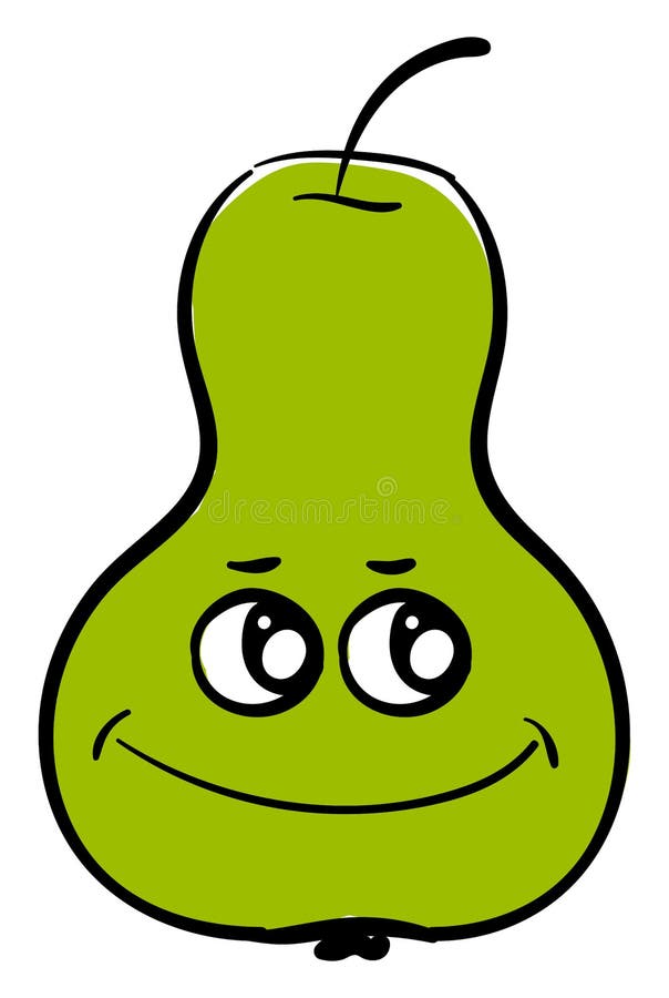 Happy green pear, illustration, vector stock illustration
