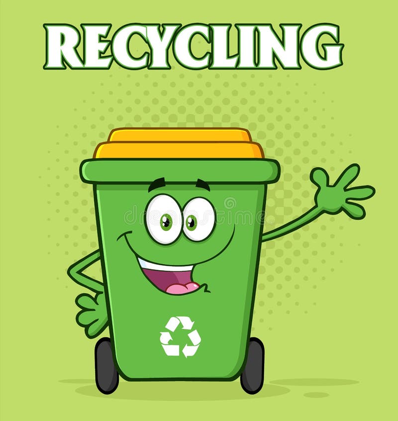 Cartoon Character of Dustbin with recycle icon Stock Photo - Alamy