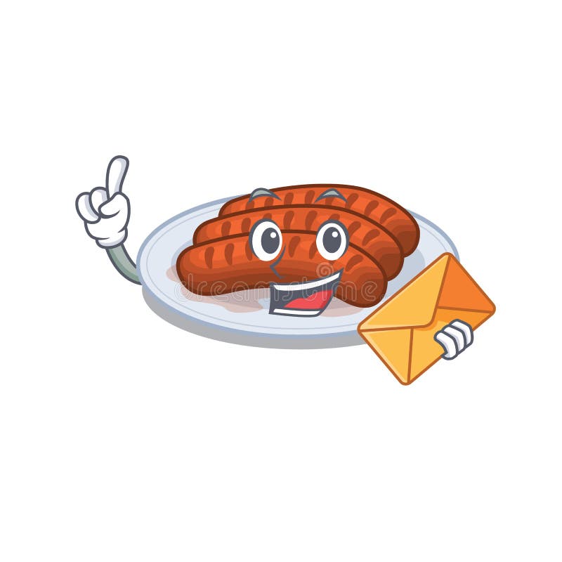 Happy sausage cartoon stock illustration. Illustration of symbol - 48914021