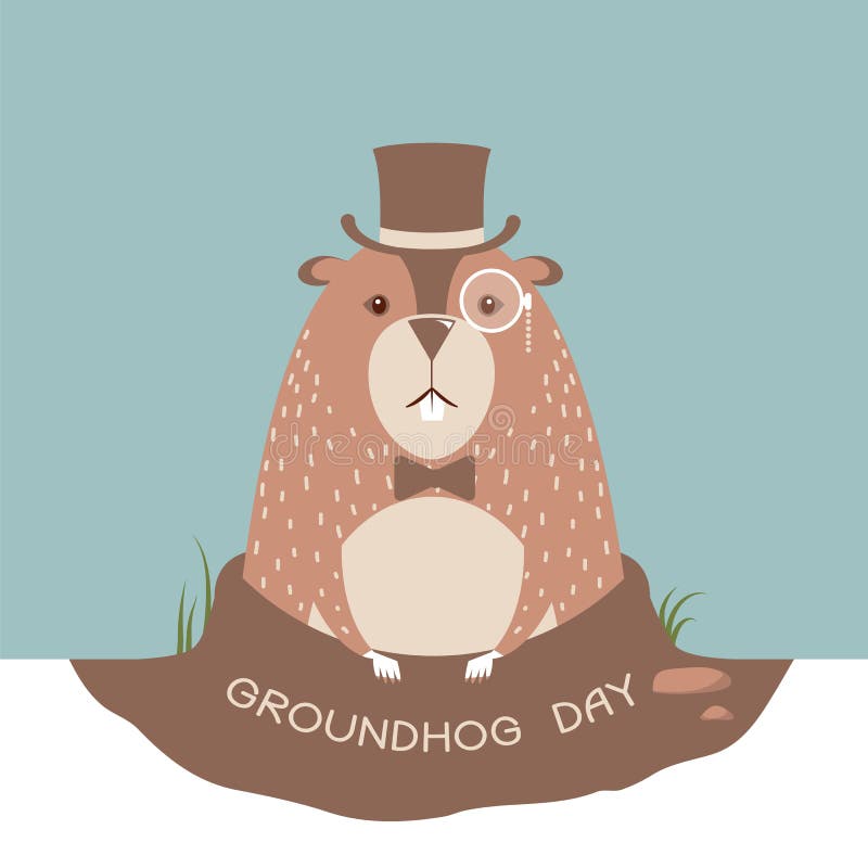 Happy groundhog day illustration.Vector marmot. Happy groundhog day illustration.Vector marmot