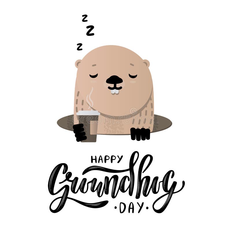 Happy Groundhog Day stock vector. Illustration of closeup - 137612579