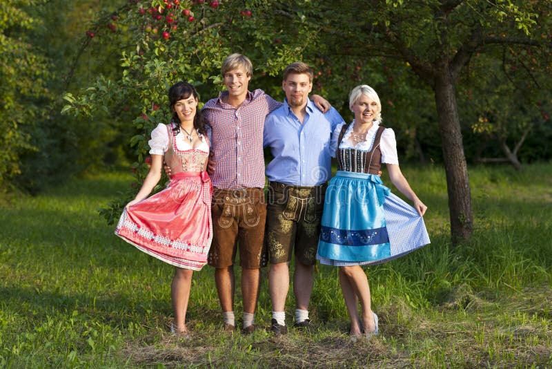 Happy Group Of Bavarian People  Stock Photo Image of 