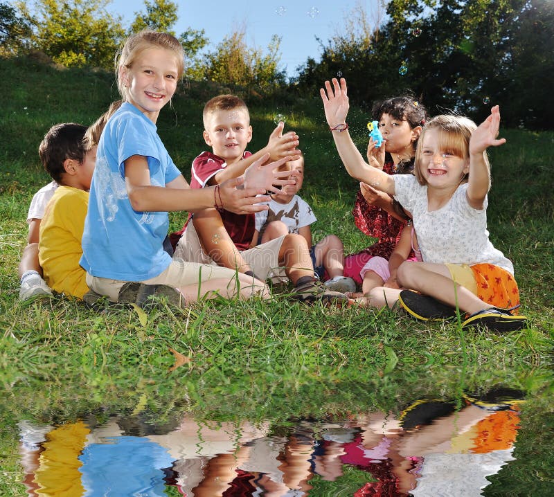 Happy group of children