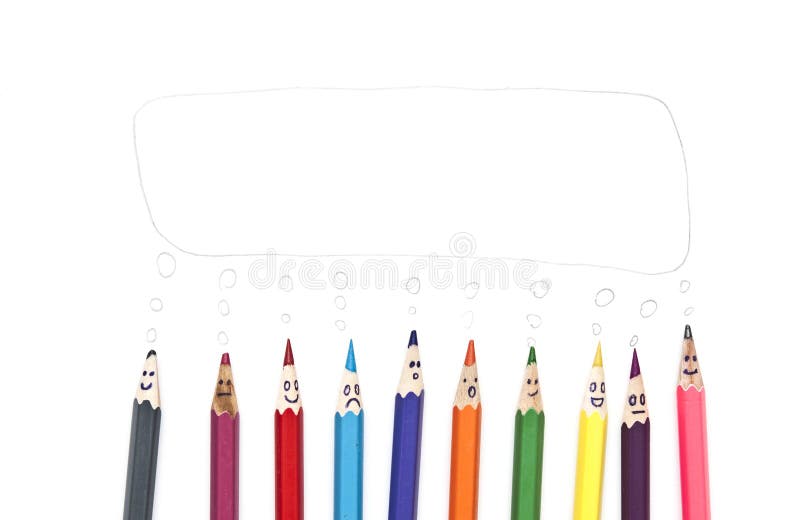 Happy group of pencil faces