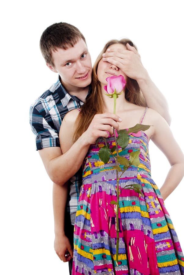 The Guy Gives a Girl a Rose, Makes a Proposal Stock Image Image of friend, amorous 28562375