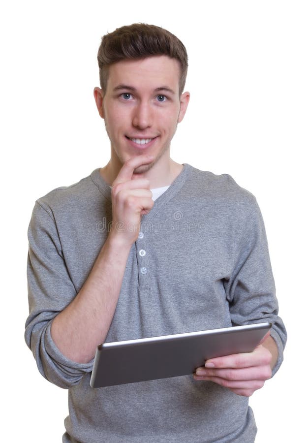 Australian Guy Working with Tablet Computer Stock Image Image of