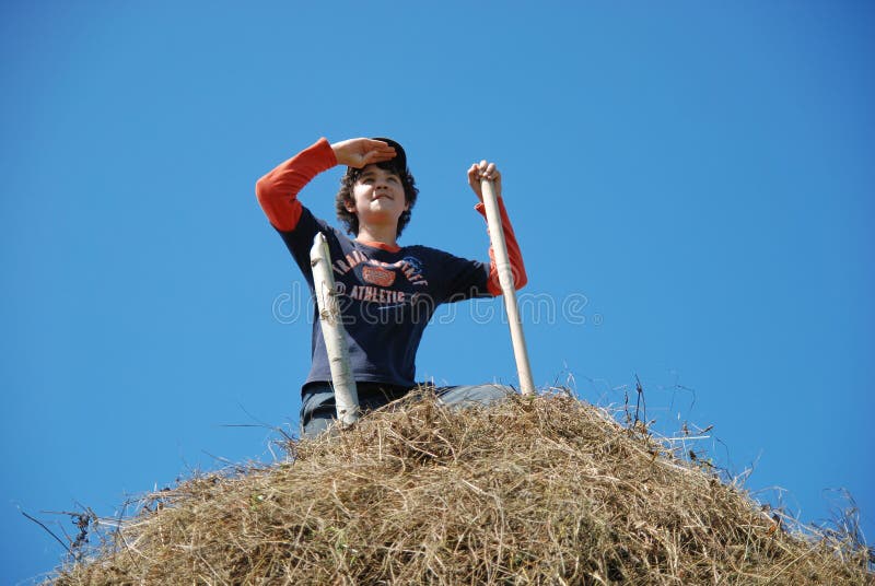 The happy guy on a haystack