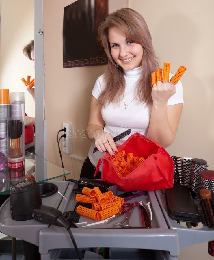 Happy hairdresser royalty free stock image