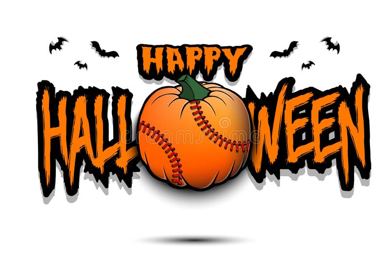 Happy Halloween. Baseball Ball Pumpkin Stock Vector - Illustration of