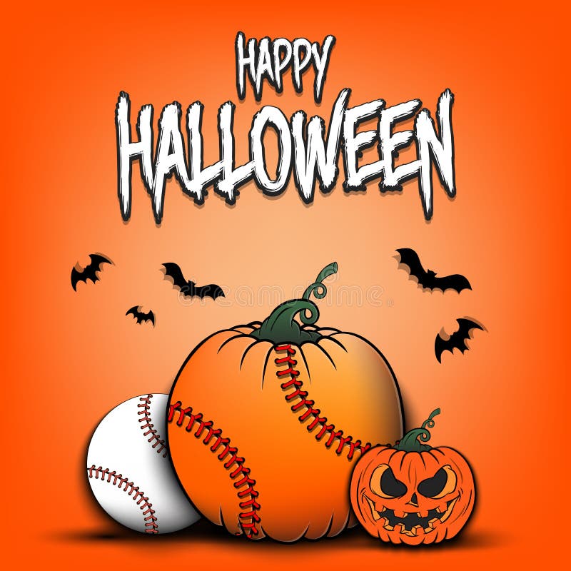 Happy Halloween. Baseball Ball Pumpkin Stock Vector - Illustration of