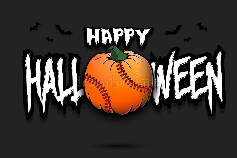Happy Halloween. Baseball Ball Pumpkin Stock Vector Illustration of