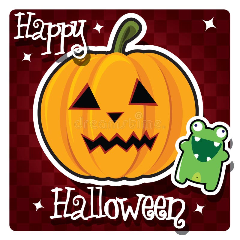 Happy Halloween card with cute monster