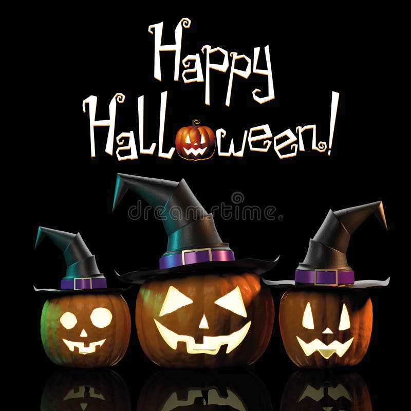 Happy Halloween Greeting Card Carved Pumpkins Stock Illustrations – 421 ...
